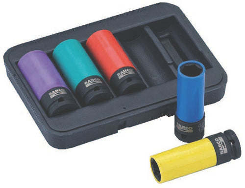 Bahco BWSS12P5 Thin Wall Mag Wheel Impact Socket Set-5pce