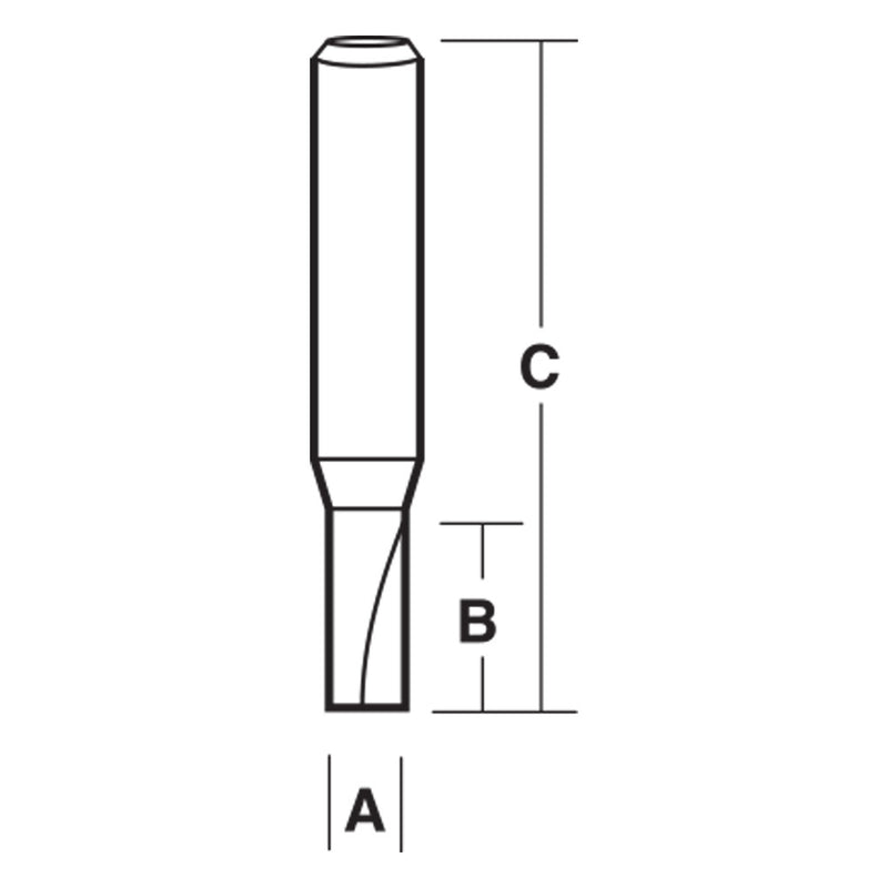 Carbitool 2 Flute Router Bit STRAIGHT BIT 16.5MM TCT, 2FLT 1/4 SHK (T 216.5 M)
