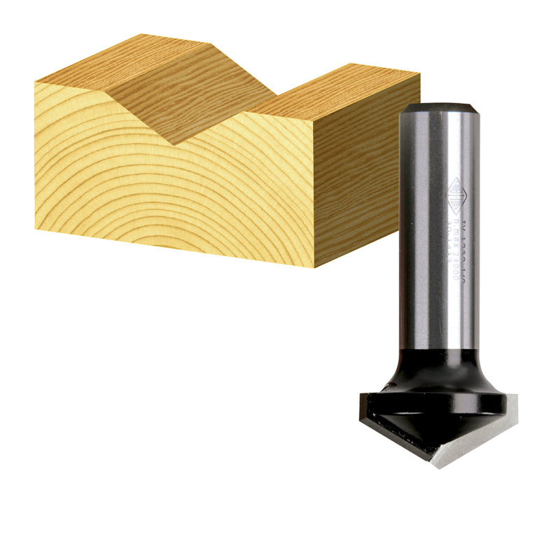 Carbitool 2 Flute Router Bit  120&deg; Vee Groove Bit  Carbide Tipped-25.4 X 120 DEG TCT, 2 FLT 1/4 SHK ( TV 1232)