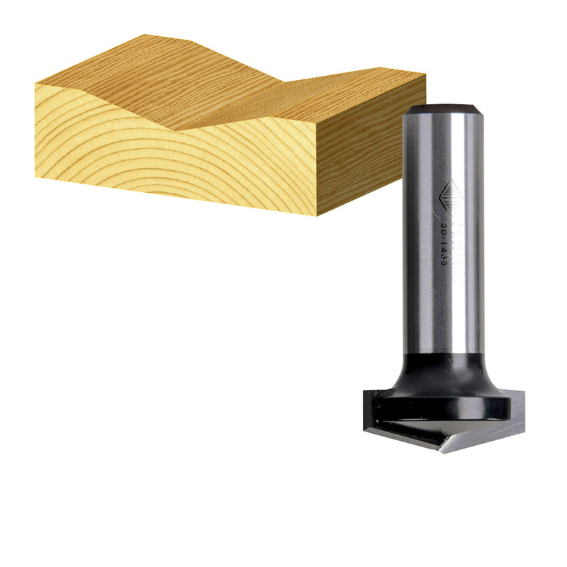 Carbitool 2 Flute Router Bit  150&deg; Vee Groove Bit  25.4 X 150 DEG TCT, 2 FLT 1/4 SHK (TV 1532)