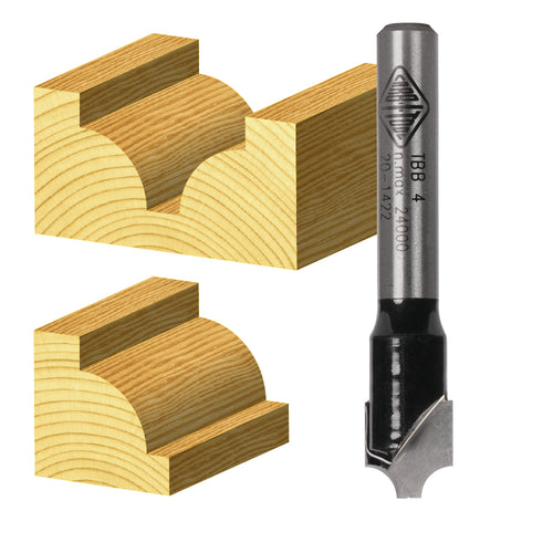 Carbitool TBB 8 6.35mm Radius 2-Flute Carbide Tipped Beading Bit - 1/4" Shank
