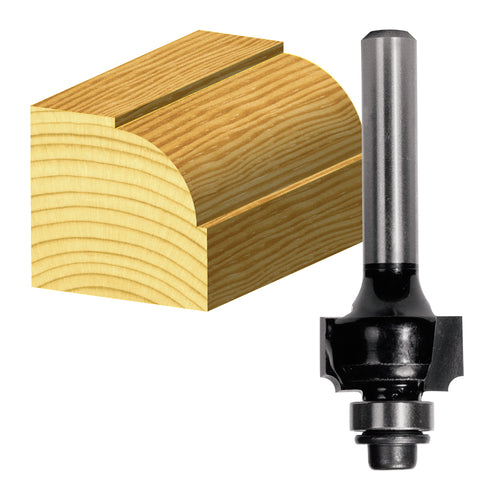 Carbitool T 612 B 9.5mm Radius 2-Flute Carbide Tipped Beading Bit with Bearing - 1/4" Shank