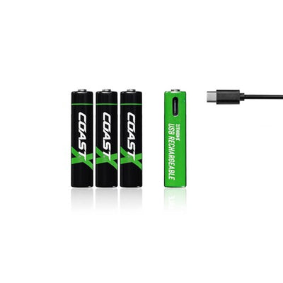 COAST Zithion-X AAA Rechargeable USB-C Batteries- 4 PACK- COAZXAAA