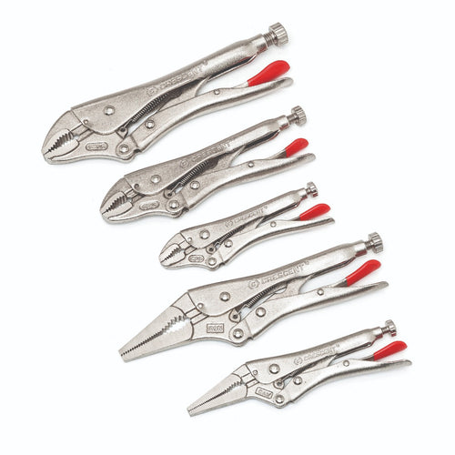 CRESCENT 5 Pc. Curved and Long Nose Locking Plier Set CLP5SETN