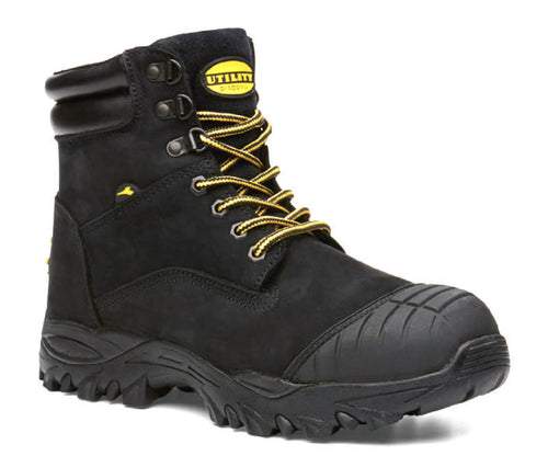 DIADORA Craze Lace Up Safety Boots With Zip-Black FU1948CT-black