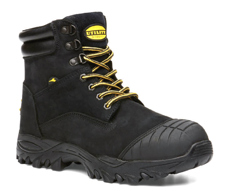 DIADORA Craze Lace Up Safety Boots With Zip-Black FU1948CT-black