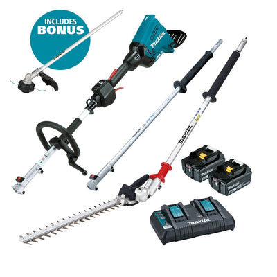 MAKITA 2 X 18V BRUSHLESS MULTI-FUNCTION POWERHEAD & HEDGE TRIMMER KIT DUX60PHPT2