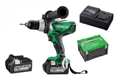 Hitachi DV18DSDL(HX) 18v 6.0Ah Li-Ion Cordless Slide Impact (Hammer) Driver Drill Combo Kit
