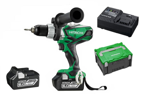 Hitachi DV18DSDL(HX) 18v 6.0Ah Li-Ion Cordless Slide Impact (Hammer) Driver Drill Combo Kit