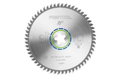 Festool 492051 Aluminium Saw Blade 190mm x 2.6mm x FastFix 58 Tooth
