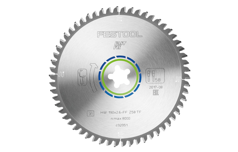 Festool 492051 Aluminium Saw Blade 190mm x 2.6mm x FastFix 58 Tooth