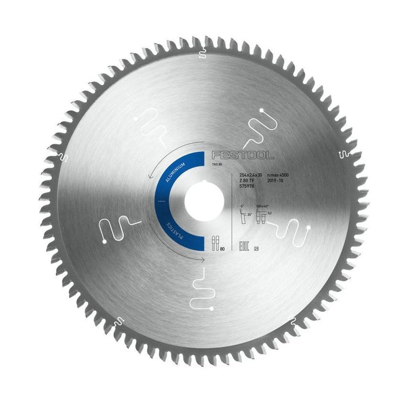Festool 575978 Aluminium Saw Blade 254mm x2.4mm x 30mm 80 Tooth