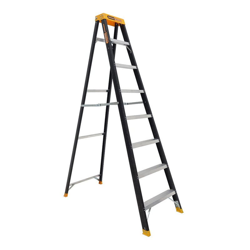 Gorilla FM008-PRO Single sided A-frame ladder 8 Step (2.35m) Pro-Lite Fibreglass 150kg Industrial