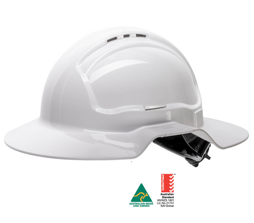 FORCE 360 Broad Brim Vented Hard Hat-Type 1 - HPFPRBB57R