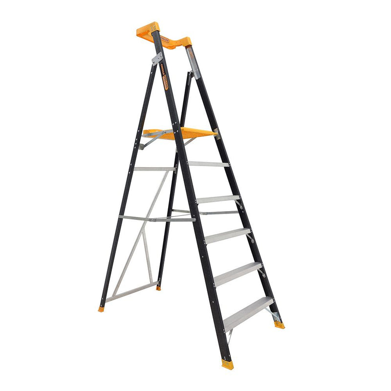 Gorilla FPL006-PRO Platform ladder 6 Step (1.74m) Pro-Lite Fibreglass 150kg Industrial