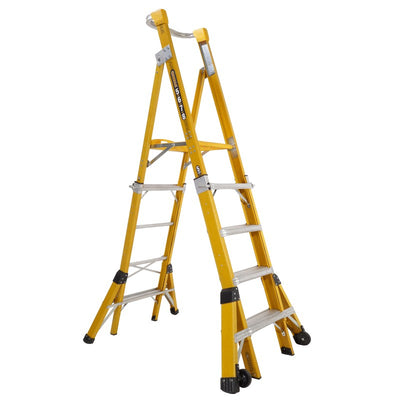 Gorilla FPL0508-I Adjustable height platform ladder 2.1-2.4m (5-6-7-8ft) Fibreglass 150kg Industrial