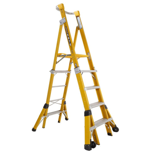 Gorilla FPL0508-I Adjustable height platform ladder 2.1-2.4m (5-6-7-8ft) Fibreglass 150kg Industrial