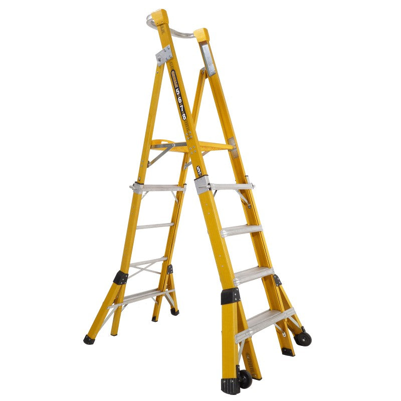 Gorilla FPL0508-I Adjustable height platform ladder 2.1-2.4m (5-6-7-8ft) Fibreglass 150kg Industrial