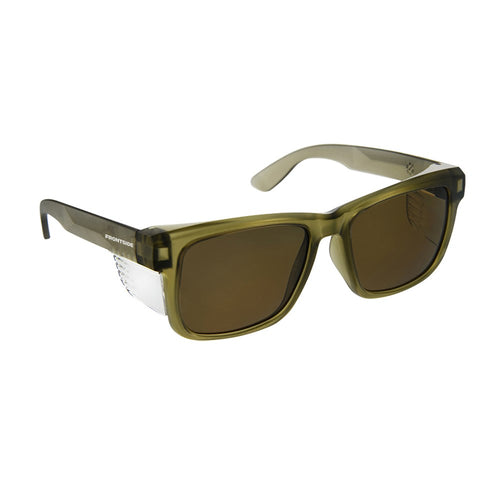 PRO CHOICE Frontside Polarised Smoke Lens Safety Glasses with Khaki Frame- 6519