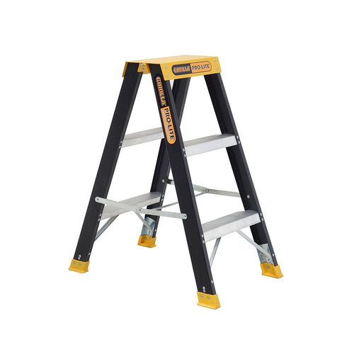 Gorilla PRO-LITE Double Sided 3 Step Fibreglass Ladder FSM003-PRO