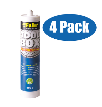 FULLER Tool Box 400g Multipurpose Interior/Exterior Polymer Adhesive & Sealant in 1-White-4Pack 7029764250 x 4