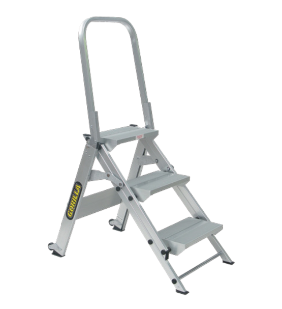 Gorilla GOR-3STAIR Heavy duty 3 step stair ladder Aluminium 150kg Industrial