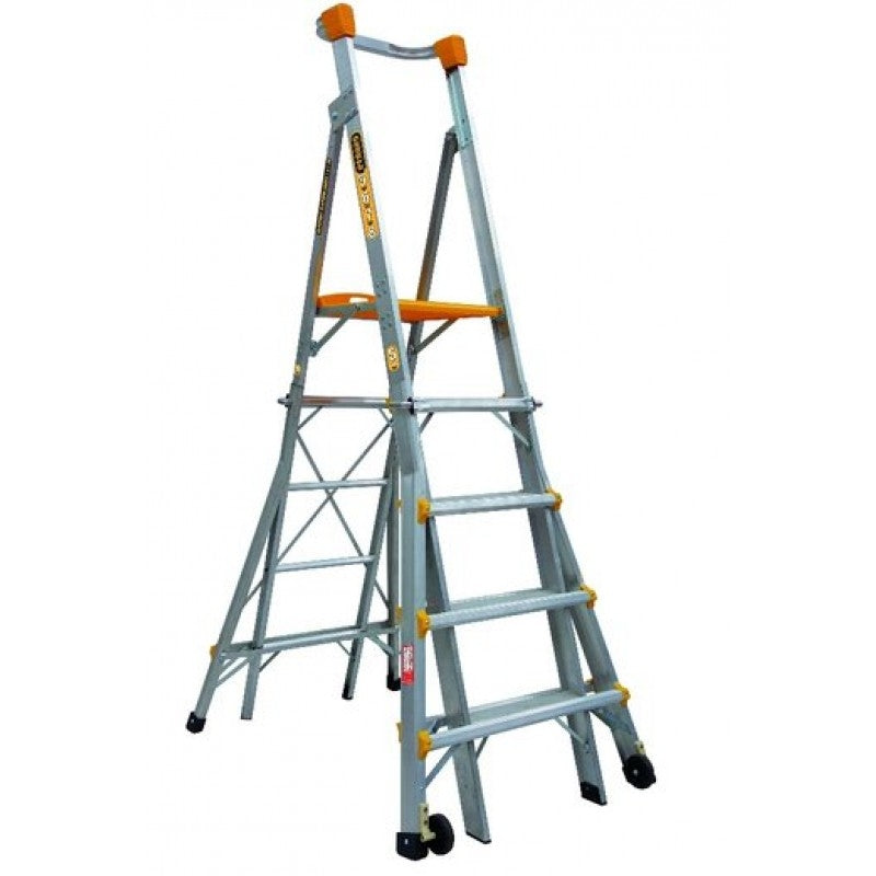 Gorilla PL0508-HD Adjustable height platform ladder 1.5-1.8-2.1-2.4m (5-6-7-8ft) Alum. Heavy Duty 180kg Industrial