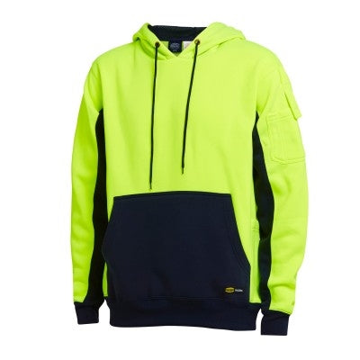 DIADORA Work Pull Over Hoodie-Hi Vis Yellow/Navy GUMW1451YN