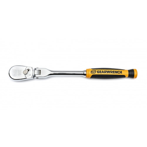 GEARWRENCH 1/4" DRIVE 90-TOOTH DUAL MATERIAL FLEX HEAD TEARDROP RATCHET 8" 81009T