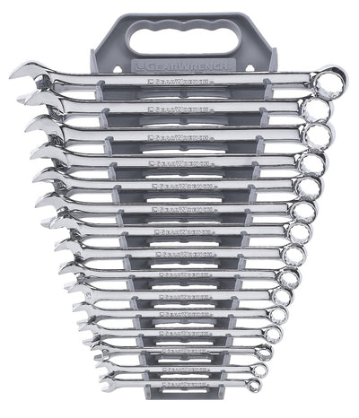GEARWRENCH 15Pc. Long Pattern Combination Non-Ratcheting Wrench Set Metric  81902