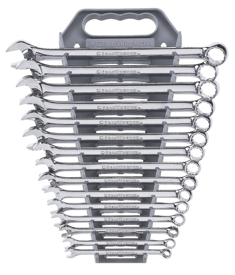 GEARWRENCH 15Pc. Long Pattern Combination Non-Ratcheting Wrench Set Metric  81902