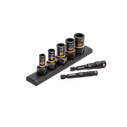 GEARWRENCH 7 PC. 1/4" & 3/8" DRIVE SAE BOLT BITER IMPACT EXTRACTION SOCKET SET 83911