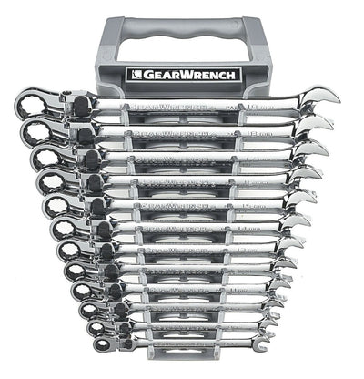GEARWRENCH 12 PC. 72-TOOTH 12 POINT XL LOCKING FLEX HEAD RATCHETING COMBINATION METRIC WRENCH SET 85698