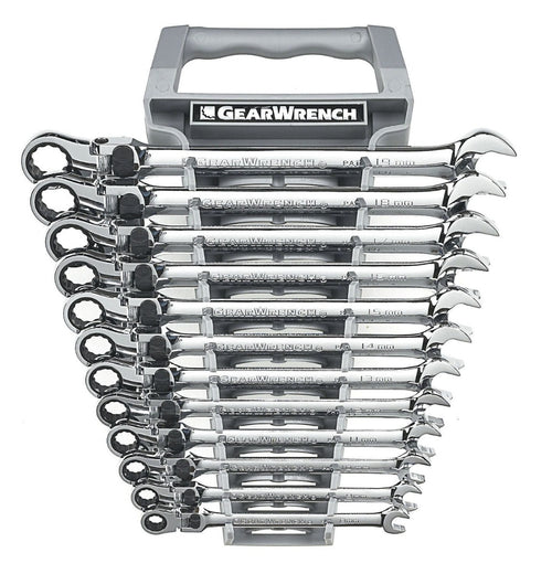 GEARWRENCH 12 PC. 72-TOOTH 12 POINT XL LOCKING FLEX HEAD RATCHETING COMBINATION METRIC WRENCH SET 85698