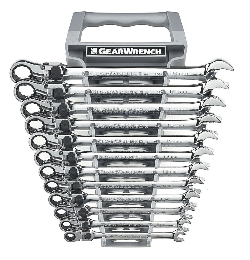 GEARWRENCH 12 PC. 72-TOOTH 12 POINT XL LOCKING FLEX HEAD RATCHETING COMBINATION METRIC WRENCH SET 85698