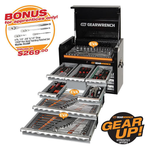 GEARWRENCH 257 PC COMBINATION TOOL KIT + 26" TOOL CHEST 89919