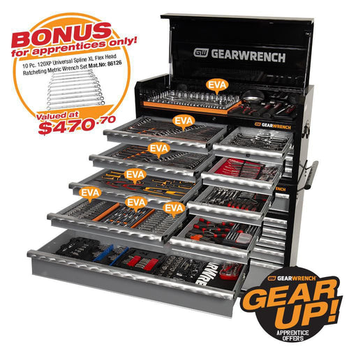 GEARWRENCH 528 PC COMBINATION TOOL KIT + 42" TOOL CHEST & TROLLEY 89920