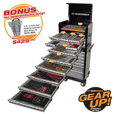 GEARWRENCH 403 PC COMBINATION TOOL KIT + TOOL CHEST & TROLLEY 89923