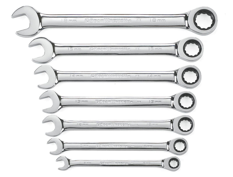 GEARWRENCH 7 PC. 72-TOOTH 12 POINT RATCHETING COMBINATION METRIC WRENCH SET 9417