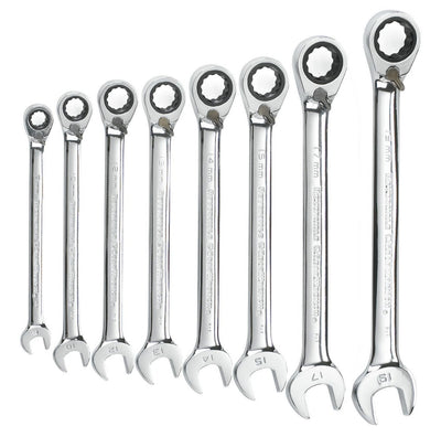 GEARWRENCH 8 PC. 72-TOOTH 12 POINT REVERSIBLE RATCHETING COMBINATION METRIC WRENCH SET 9543
