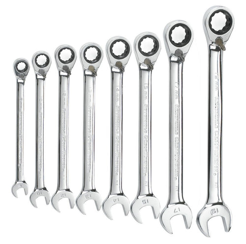 GEARWRENCH 8 PC. 72-TOOTH 12 POINT REVERSIBLE RATCHETING COMBINATION METRIC WRENCH SET 9543