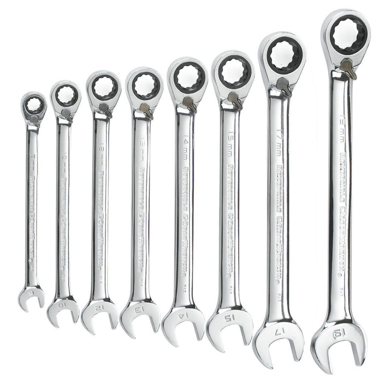 GEARWRENCH 8 PC. 72-TOOTH 12 POINT REVERSIBLE RATCHETING COMBINATION METRIC WRENCH SET 9543