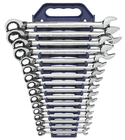 Gearwrench  16 Pc. 72-Tooth 12 Point Reversible Ratcheting Combination Metric Wrench Set 9602N