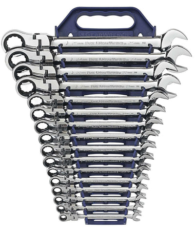GEARWRENCH 16 PC. 12 POINT FLEX HEAD RATCHETING COMBINATION METRIC WRENCH SET 9902D