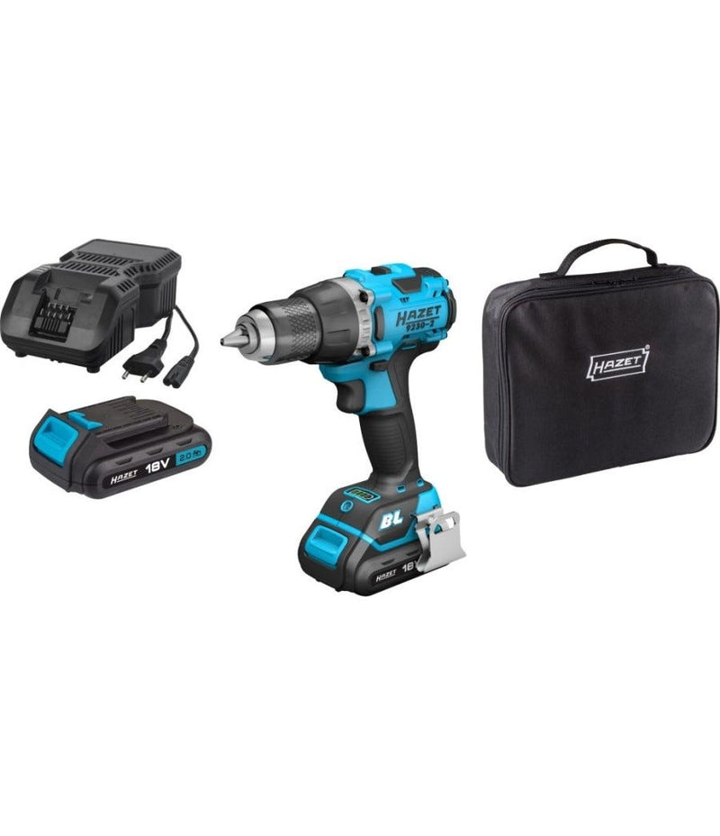 HAZET 9230 series 18V cordless drill kit: drill, charger, battery and carrying case; verify exact kit inclusions in specifications