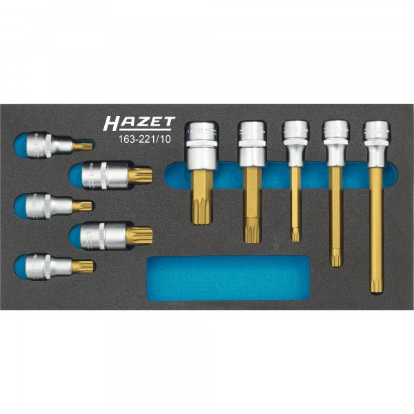 HAZET 10 Piece XZN Screwdriver Socket Set 163-221/10