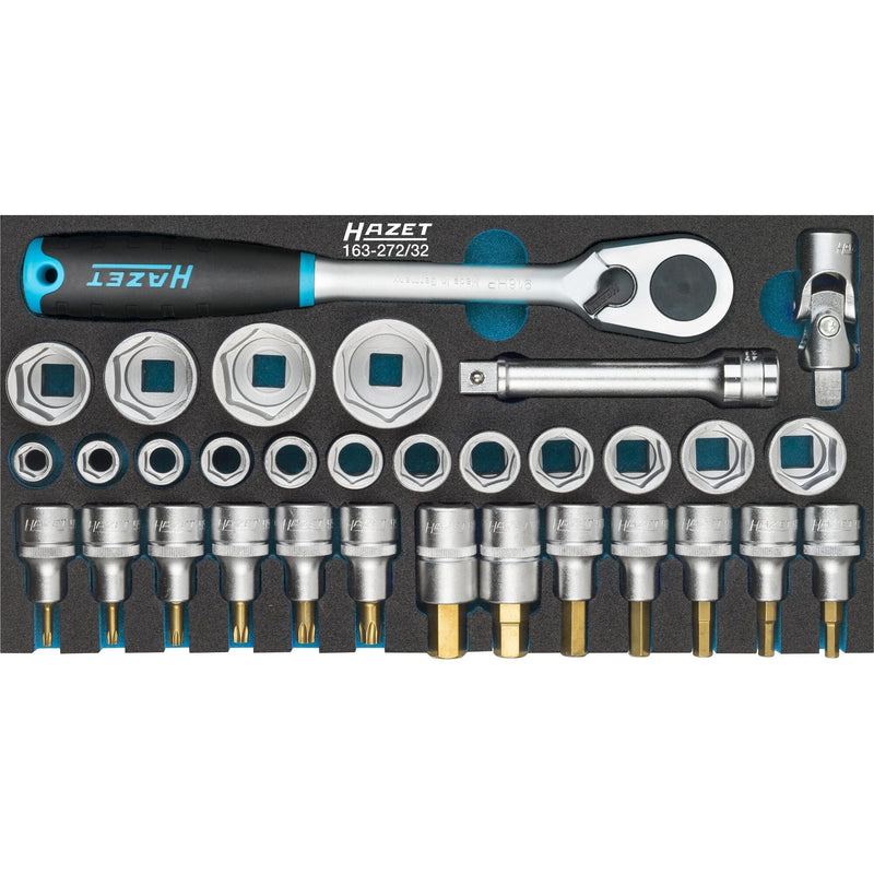 HAZET 32 Piece 1/2in Socket Set 163-272/32