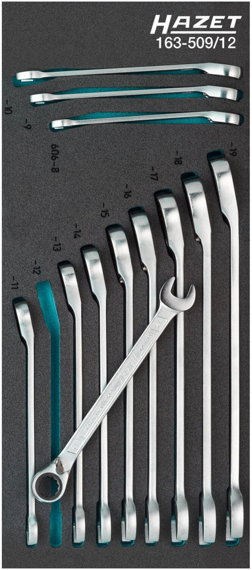 HAZET 12 Piece Ratcheting Combination Wrench Set 163-509/12