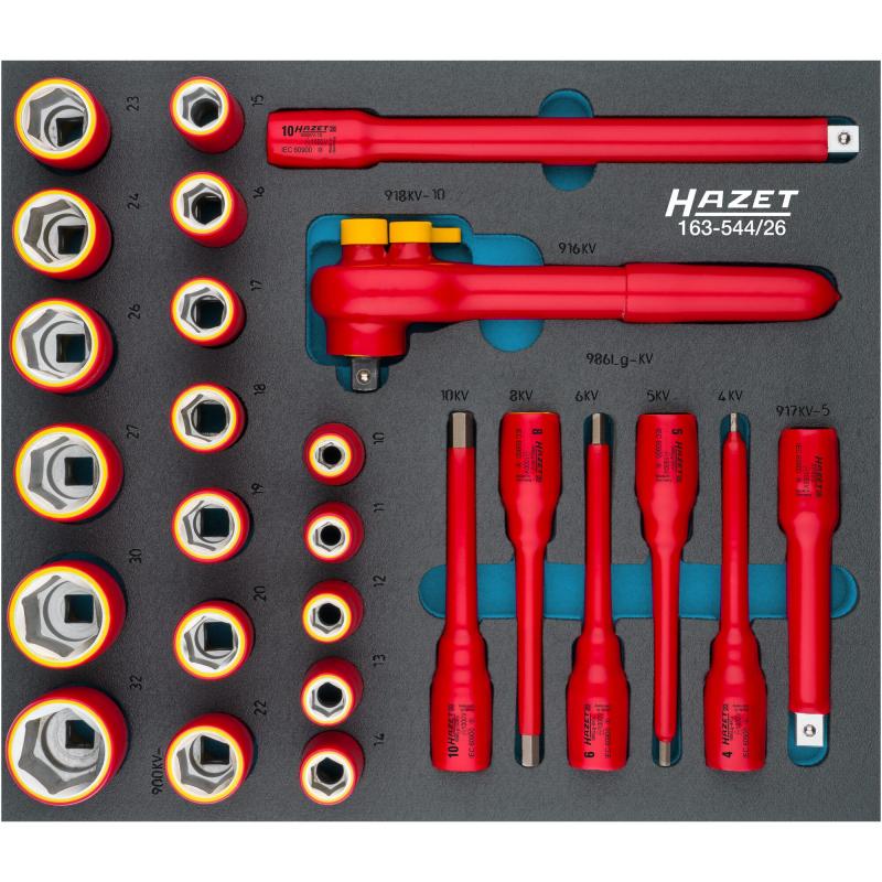 HAZET 26 Piece 1/2in VDE Socket Set 163-544/26