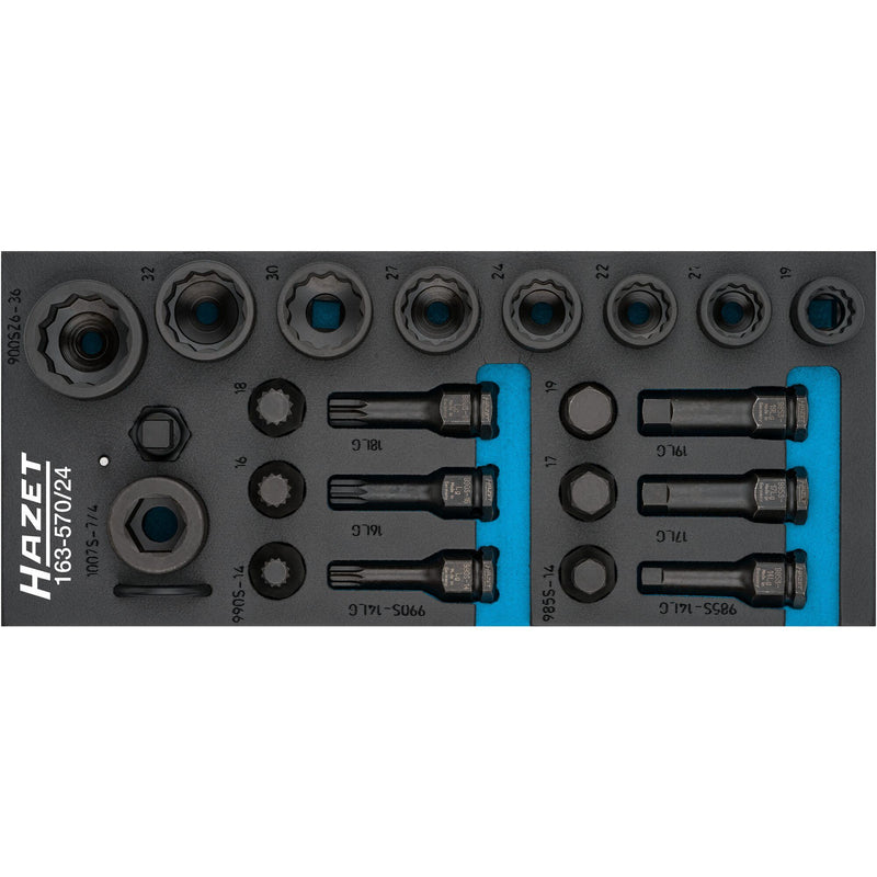 HAZET 24 Piece 1/2in Impact Socket Set 163-570/24